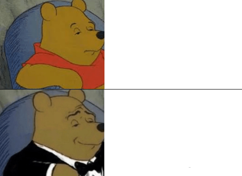 Tuxedo Winnie The Pooh meme about Popov Leather