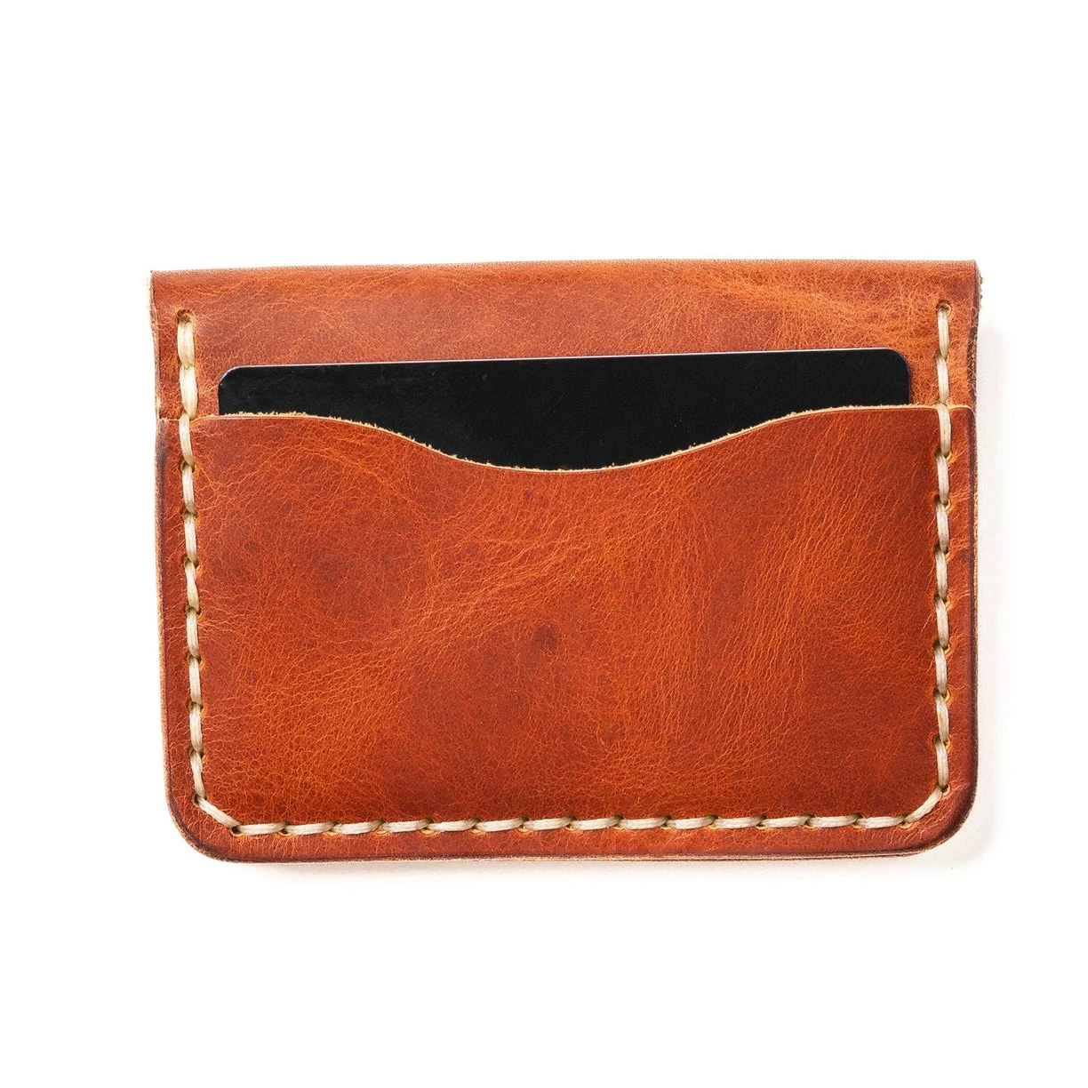 5 Card Wallet in English Tan leather